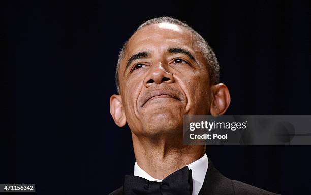 President Barack Obama speaks at the annual White House Correspondent's Association Gala at the Washington Hilton hotel April 25, 2015 in Washington,...