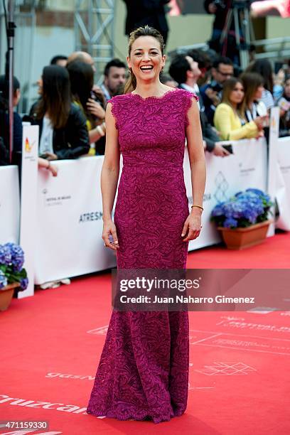 Leonor Watling attends the 'Solo Quimica' premiere during the 18th Malaga Spanish Film Festival at the Cervantes Theater on April 25, 2015 in Malaga,...