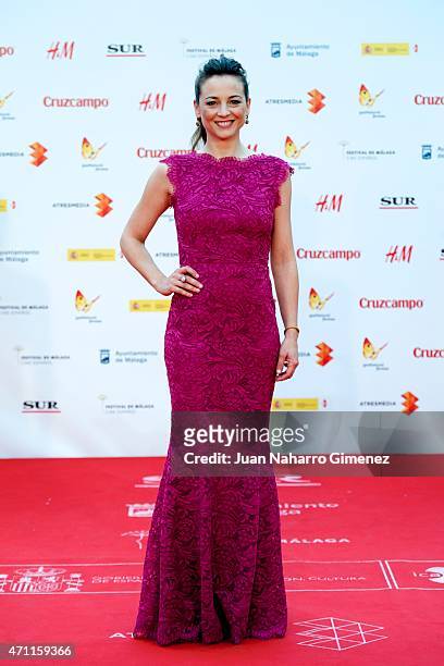 Leonor Watling attends the 'Solo Quimica' premiere during the 18th Malaga Spanish Film Festival at the Cervantes Theater on April 25, 2015 in Malaga,...