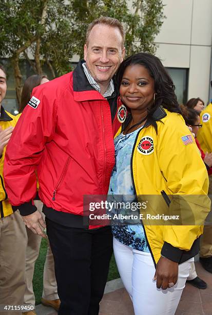 Chairman of NBC Entertainment Robert Greenblatt and actress Octavia Spencer attend City Year Los Angeles Spring Break at Sony Studios on April 25,...