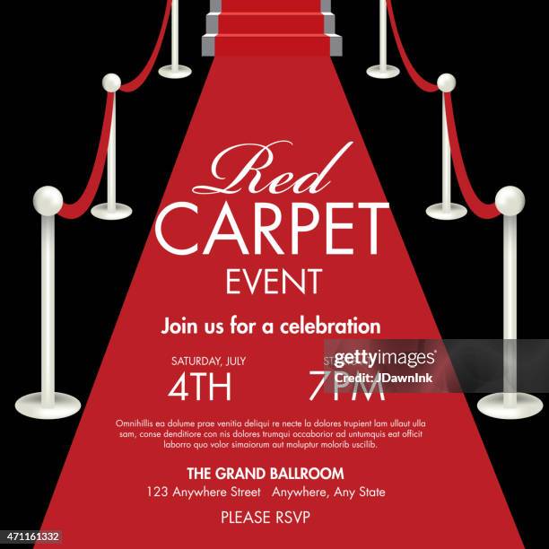 stockillustraties, clipart, cartoons en iconen met vintage style red and black carpet event ticket invitation template - presentation party