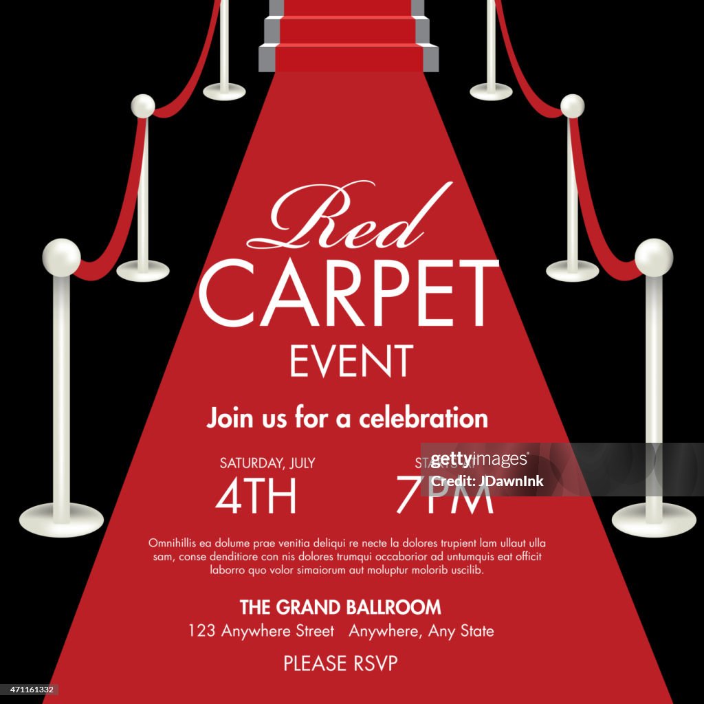 Vintage style Red and black Carpet Event ticket invitation template