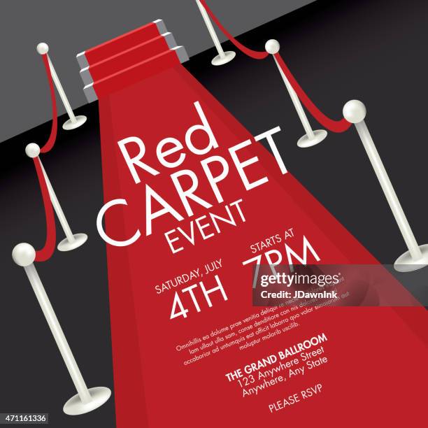 vintage style red and black carpet event ticket invitation template - gala stage stock illustrations