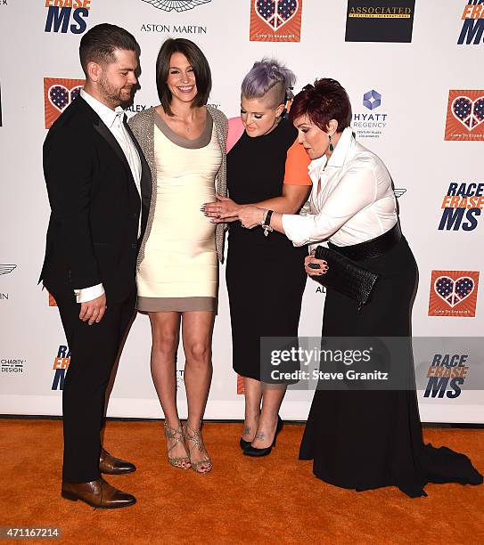 Jack Osbourne, wife Lisa Stelly, Kelly Osbourne and Sharon Osbourne arrives at the 22nd Annual Race To Erase MS - Arrivals at the Hyatt Regency...