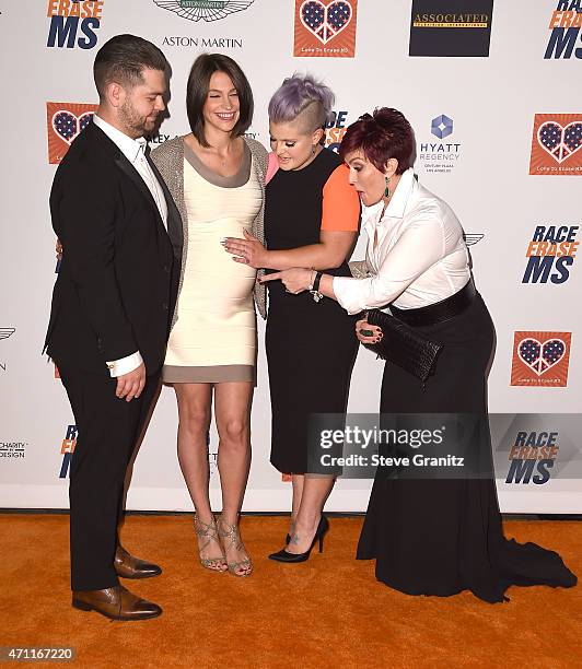 Jack Osbourne, wife Lisa Stelly, Kelly Osbourne and Sharon Osbourne arrives at the 22nd Annual Race To Erase MS - Arrivals at the Hyatt Regency...