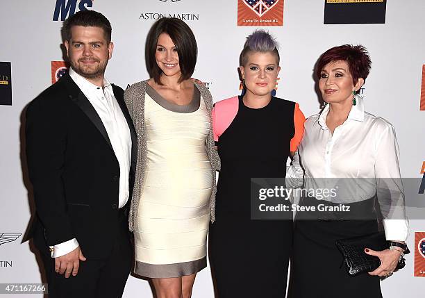 Jack Osbourne, wife Lisa Stelly, Kelly Osbourne and Sharon Osbourne arrives at the 22nd Annual Race To Erase MS - Arrivals at the Hyatt Regency...