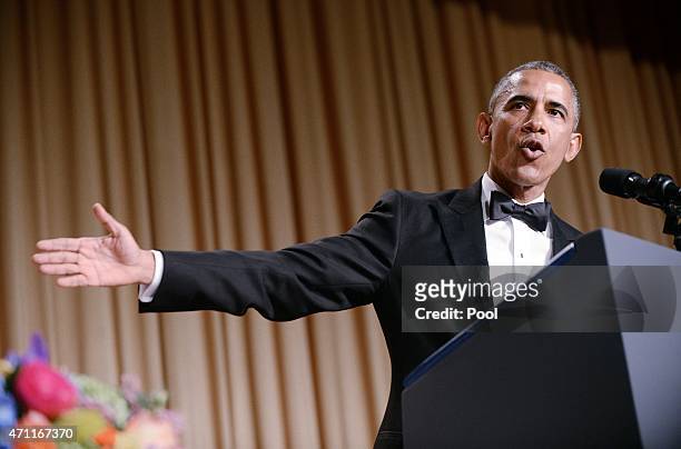 President Barack Obama speaks at the annual White House Correspondent's Association Gala at the Washington Hilton hotel April 25, 2015 in Washington,...