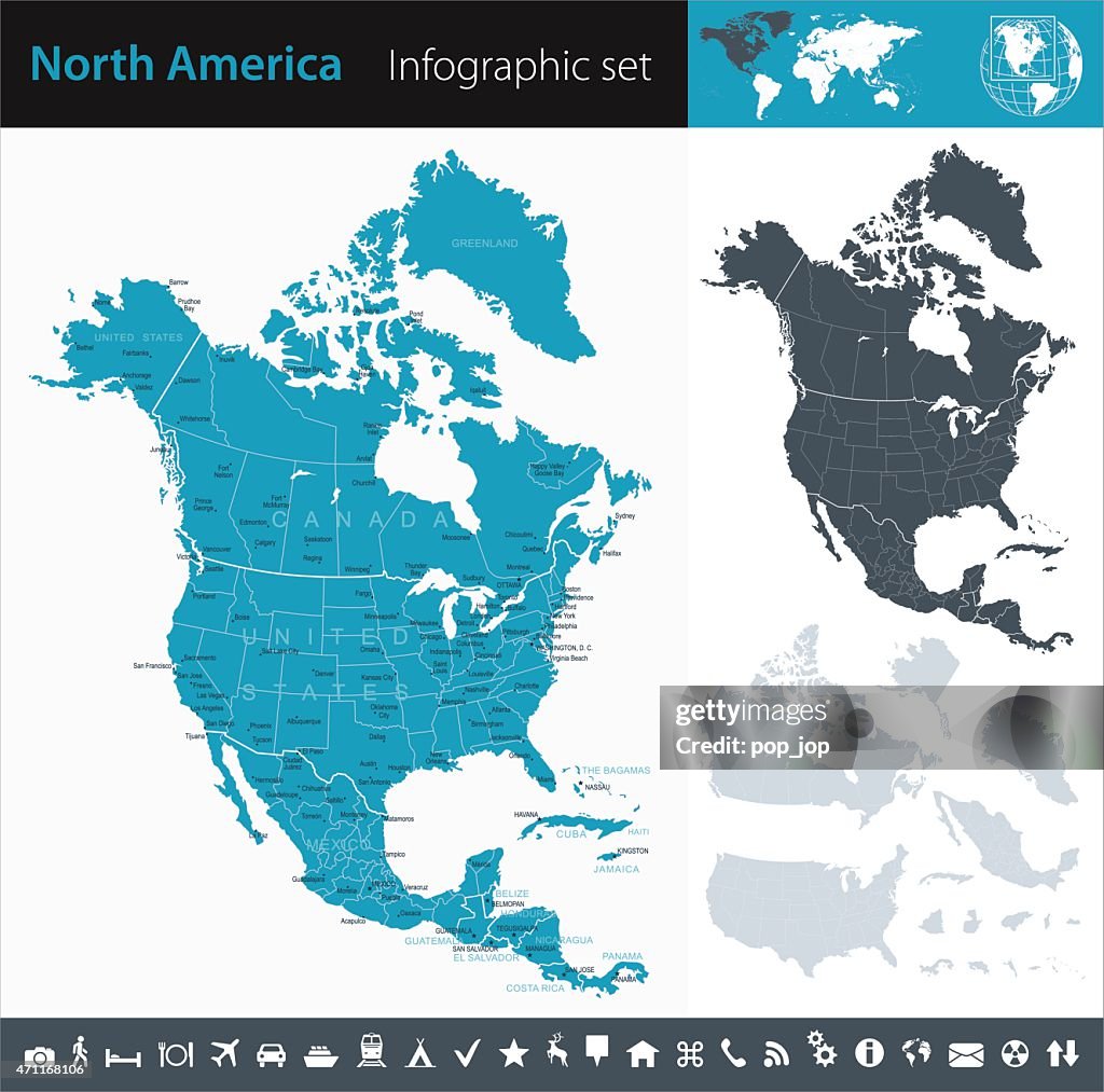 North America - Infographic map - illustration