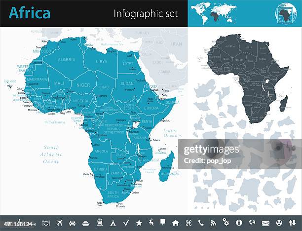 stockillustraties, clipart, cartoons en iconen met africa - infographic map - illustration - africa map