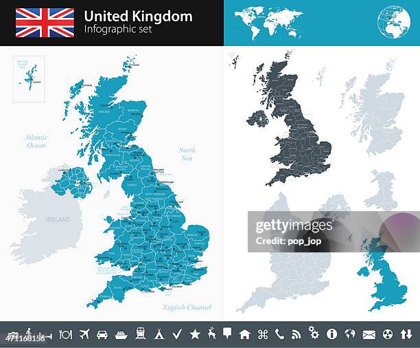 großbritannien – infografik karte-illustration - northern ireland stock-grafiken, -clipart, -cartoons und -symbole