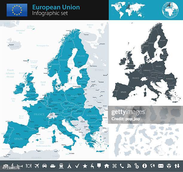 bildbanksillustrationer, clip art samt tecknat material och ikoner med european union - infographic map - illustration - huvudstäder