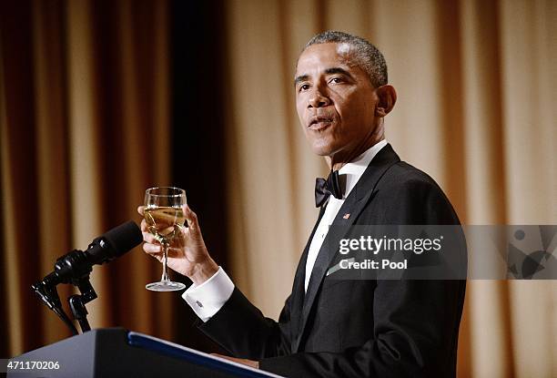 President Barack Obama speaks at the annual White House Correspondent's Association Gala at the Washington Hilton hotel April 25, 2015 in Washington,...