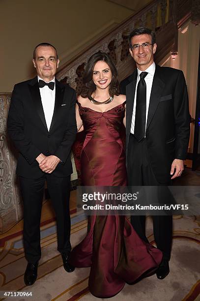 French Ambassador to the United States Gerard Araud, Bianna Golodryga, and Peter R. Orszag attend the Bloomberg & Vanity Fair cocktail reception...