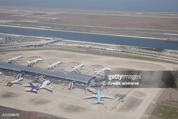 kansai international airport in japan - reclaimed land stock pictures, royalty-free photos & images