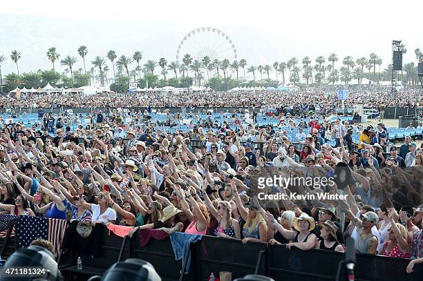 Music fans attend day two of 2015 Stagecoach, California's Country Music Festival, at The Empire Polo Club on April 25, 2015 in Indio, California.