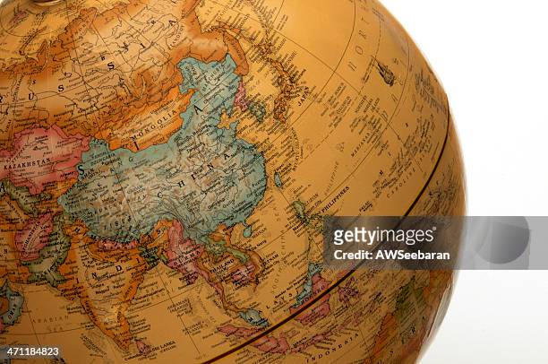 asia pacífico en globo - asia pacific map fotografías e imágenes de stock