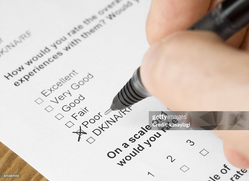 Poor Questionnaire Examples Questionnaire Form Answered Poor High-Res Stock Photo - Getty Images