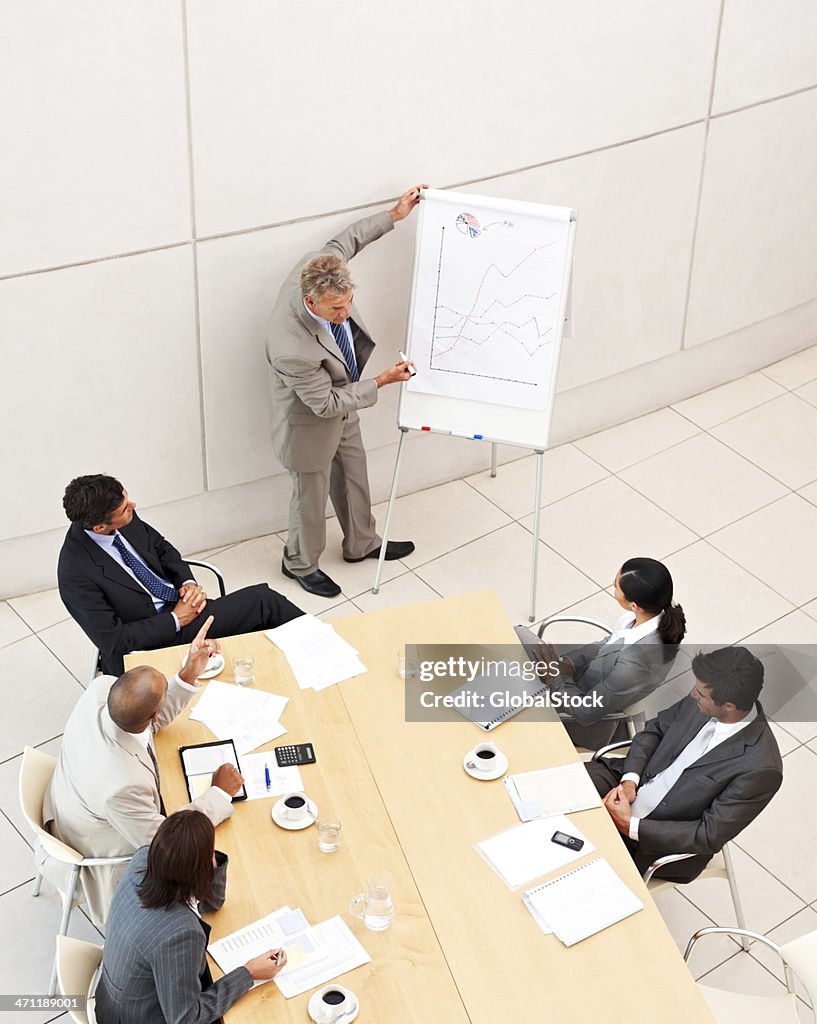 Businessman presenting before his colleagues in the boardroom