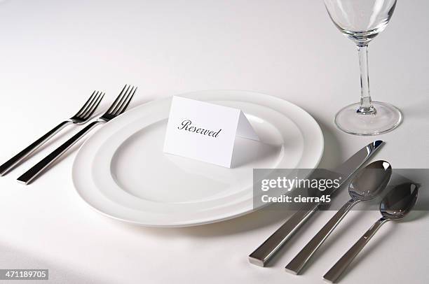 place setting - reserved sign stock pictures, royalty-free photos & images