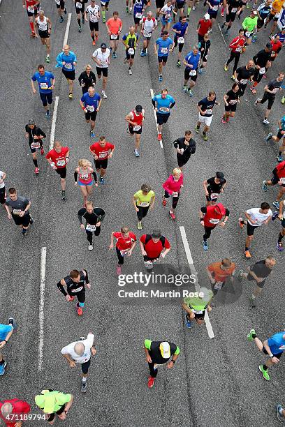 Runners in action at the start of the Haspa Hamburg Marathon on April 26, 2015 in Hamburg, Germany.