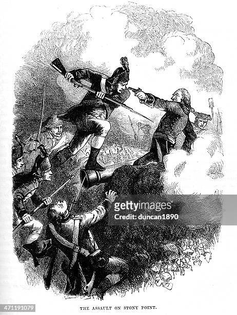 battle of stony point during the american revolution - militia stock illustrations
