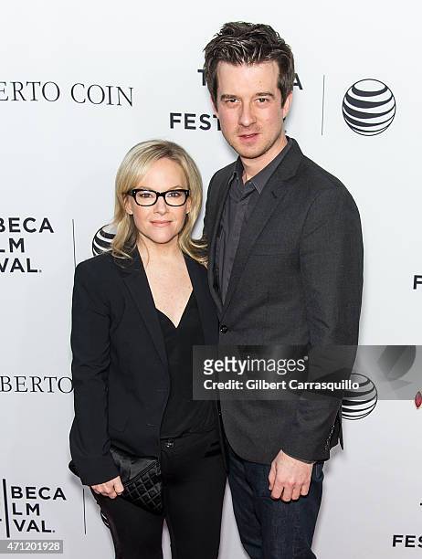 Actress Rachael Harris and musician Christian Hebel attend the closing night screening of 'Goodfellas' during the 2015 Tribeca Film Festival at...