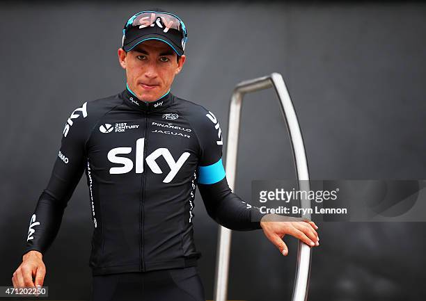 Sergio Henao Montoya of Columbia and Team Sky arrives at the start during the 101st Liege-Bastogne-Liege cycle road race on April 26, 2015 in Liege,...