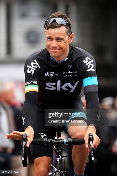 Nicholas Roche of Ireland and Team Sky arrives at the start during the 101st Liege-Bastogne-Liege cycle road race on April 26, 2015 in Liege, Belgium.