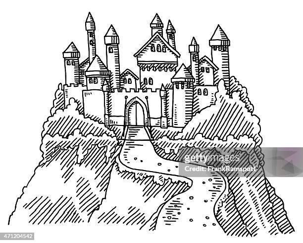 stockillustraties, clipart, cartoons en iconen met fairy tale castle drawing - majestueus