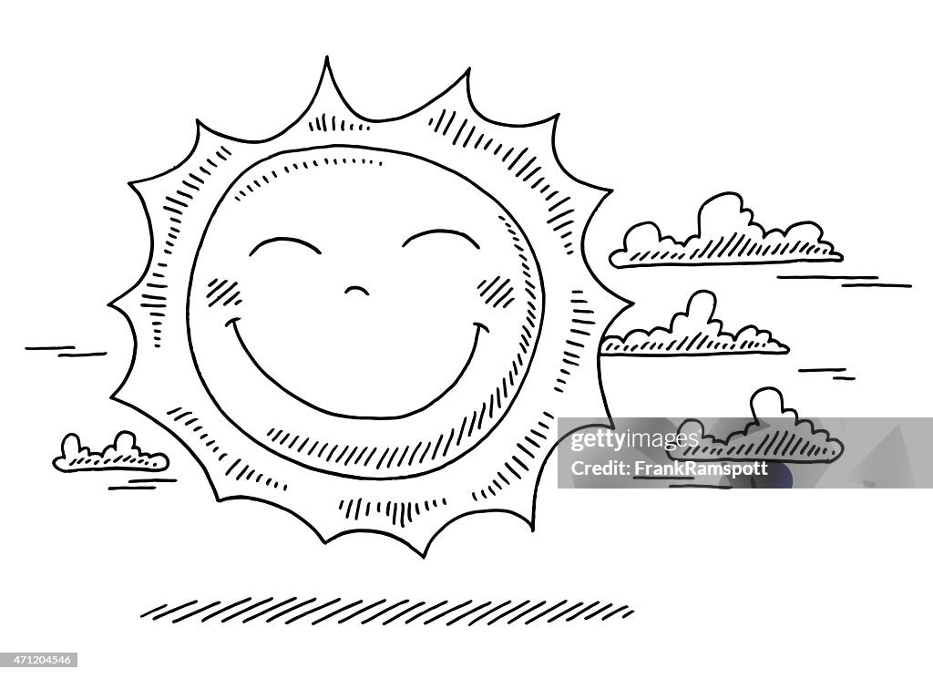 Feliz de dibujos animados de sol dibujo