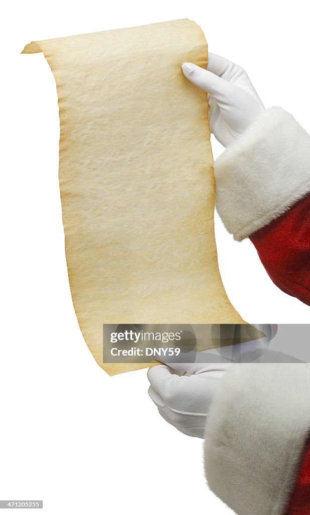 Santa hält eine Liste