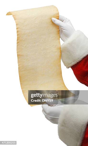 santa holding a list - list stock pictures, royalty-free photos & images