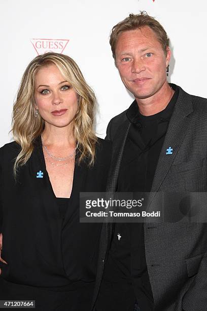 Actress Christina Applegate and musician Martyn LeNoble attend the 3rd Light Up The Blues Concert to benefit Autism Speaks held at the Pantages...