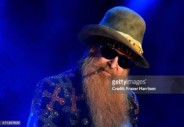 Musician Billy Gibbons of ZZ Top performs onstage during day two of 2015 Stagecoach, California's Country Music Festival, at The Empire Polo Club on...