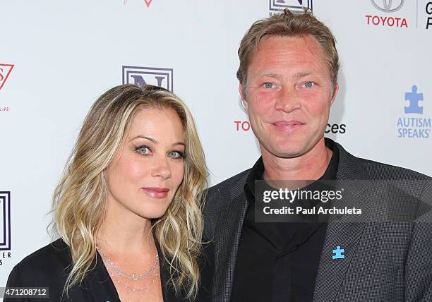 Actress Christina Applegate and her Husband Musician Martyn Lenoble attend the 3rd annual "Light Up The Blues" concert to benefit "Autism Speaks" at...