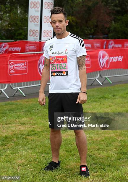 Lee Hendrie is seen by the start line of the London Marathon on April 26, 2015 in London, England.