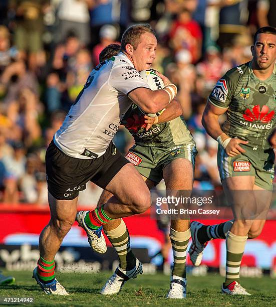 Rabbitohs' Jason Clark during the round eight NRL match between the South Sydney Rabbitohs and the Canberra Raiders at Barlow Park on April 26, 2015...