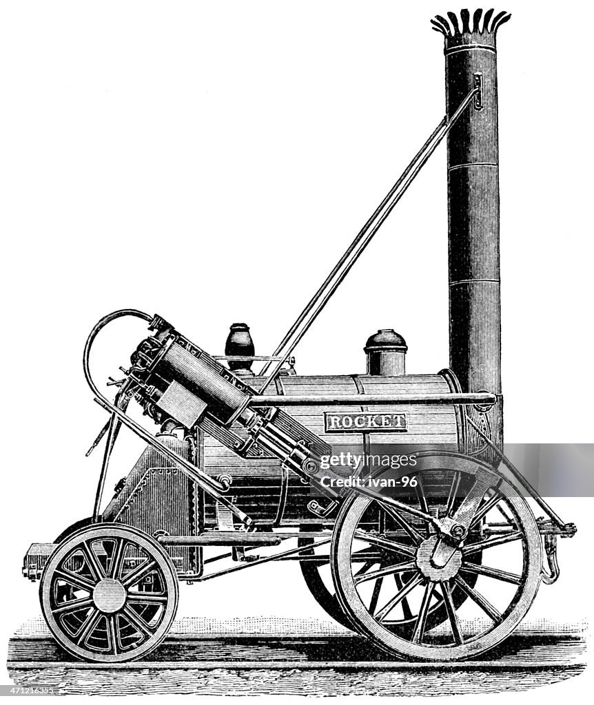 Steampunk steam driven catapult contraption lithograph