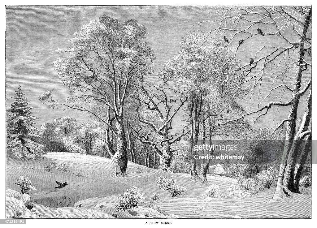 Victorian illustration - Snow scene