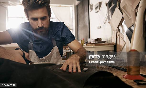 precision - the mark of a true craftsman - leather industry stock pictures, royalty-free photos & images