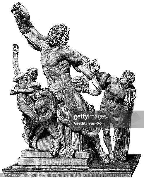 laocoon - boa constrictor stock illustrations