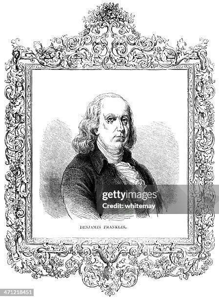 benjamin franklin - victorian illustration - victorian frame stock illustrations
