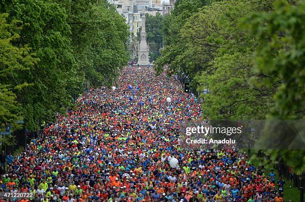 Runners compete in the 38th 'Rock 'N Roll Madrid Marathon & 1/2' including a marathon, a 10km race and a half marathon, in Madrid, Spain on April 26,...