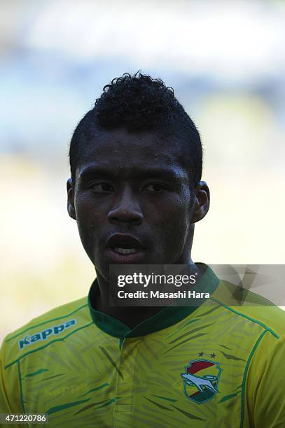 Ado Onaiwu of JEF United Chiba looks on during the J.League second division match between JEF United Chiba and Jubilo Iwata at Fukuda Denshi Arena on...