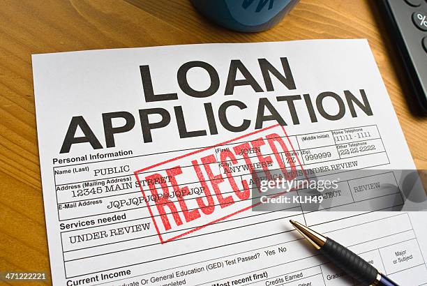 rejected loan application - verval stockfoto's en -beelden