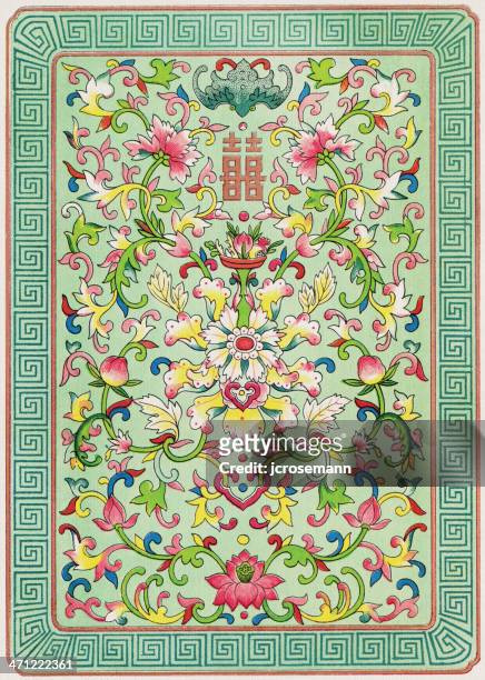 traditional asian wallpaper - chinese frame stock illustrations