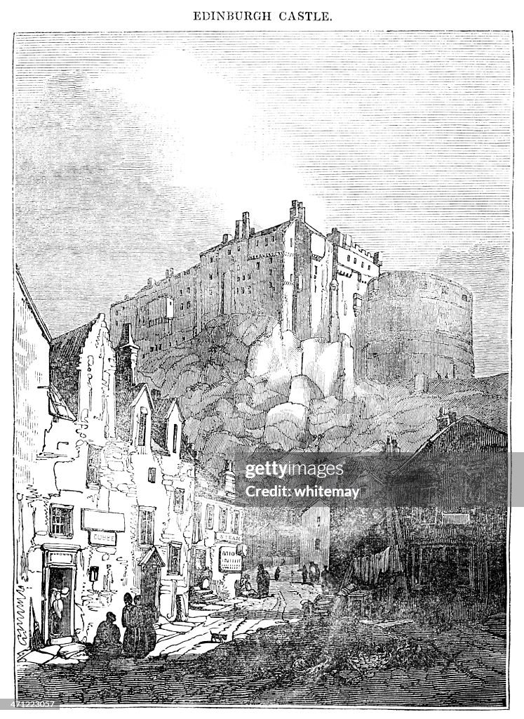 Edinburgh Castle - 1833 woodcut illustration