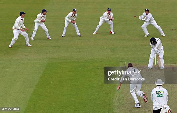 Phils Mustard of Durham taking the catch for the wicket of Craig Cachopa of Sussex during the LV County Championship match between Durham CCC and...