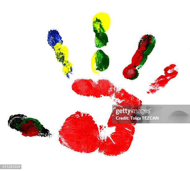 hand track - paint handprint stock pictures, royalty-free photos & images