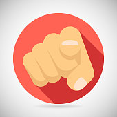 Pointing Finger Potential Client Politician Businesman Elected Icon Concept Flat